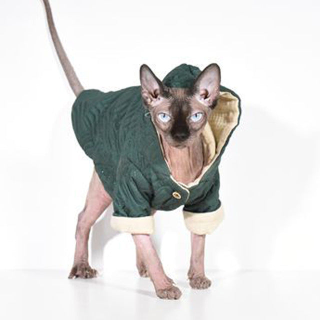  Sphynx Cat Clothes Winter Velvet Warm Soft Winter Jacket  Thickened Hairless Cat Coat for Sphynx, Cornish Rex, Devon Rex, Peterbald  Cat Clothes (Under Sweater, XL) : Pet Supplies